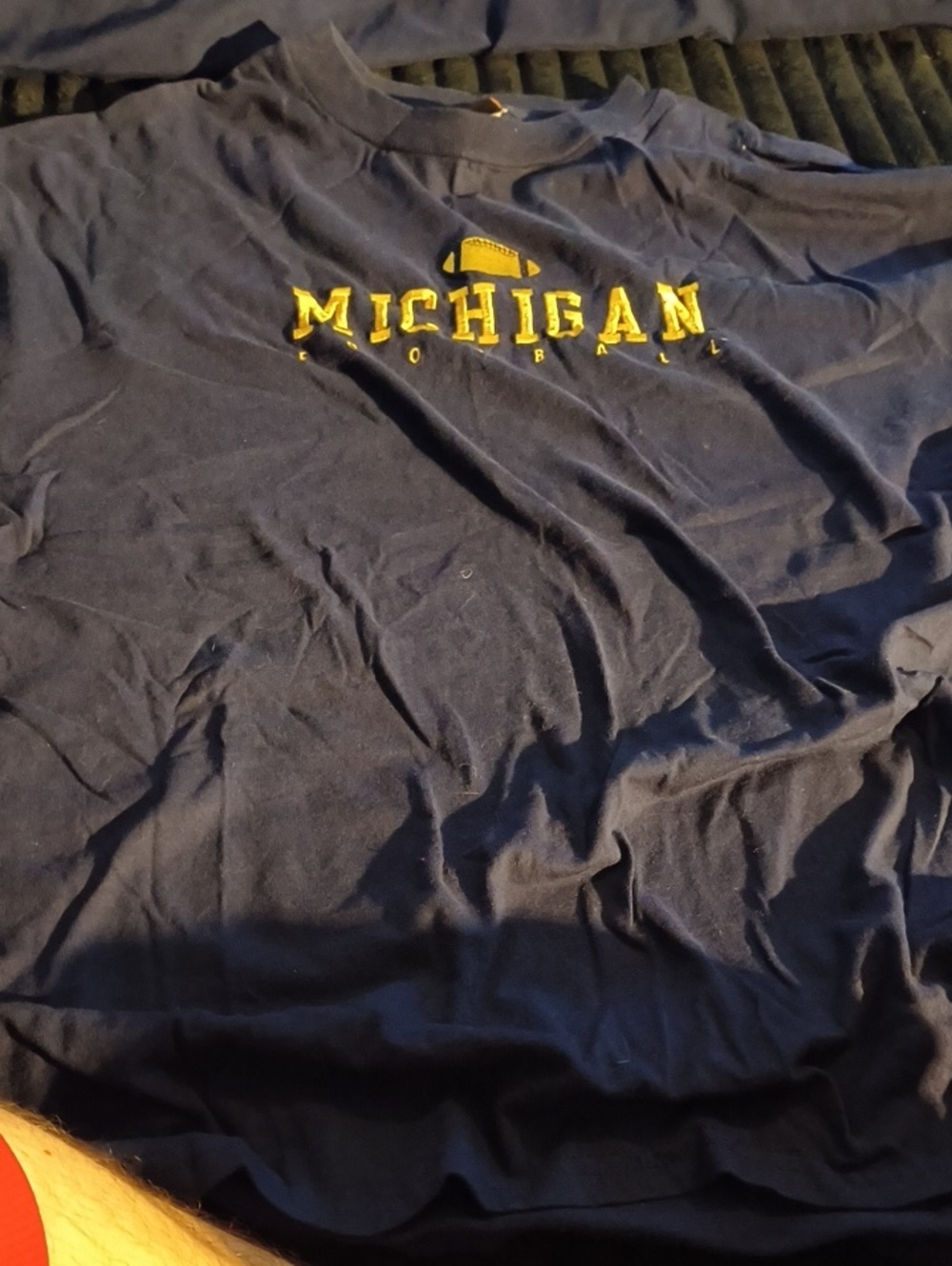 Michigan Football Navy Tee with Yellow Logo